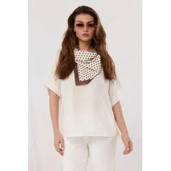 Bluzka oversize z ozdobną apaszką