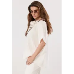 Bluzka oversize z ozdobną apaszką