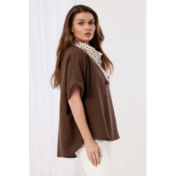 Bluzka oversize z ozdobną apaszką