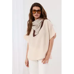 Bluzka oversize z ozdobną apaszką