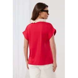 Bluzka oversize z ozdobną apaszką z wzorem paisley