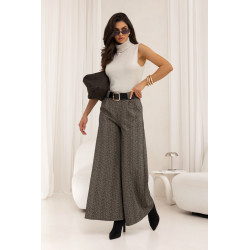 SPODNIE W JODEŁKĘ Z SZEROKĄ NOGAWKĄ I PASKIEM