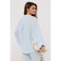 Lniany komplet boho z haftem kwiatowym