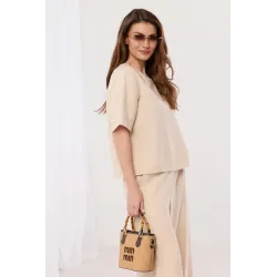 Komplet casualowy z luźną bluzką i spodniami palazzo