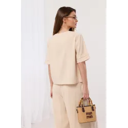 Komplet casualowy z luźną bluzką i spodniami palazzo