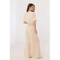 Komplet casualowy z luźną bluzką i spodniami palazzo