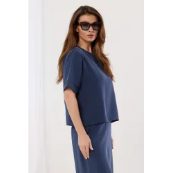 Komplet casualowy z luźną bluzką i spodniami palazzo