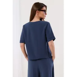 Komplet casualowy z luźną bluzką i spodniami palazzo