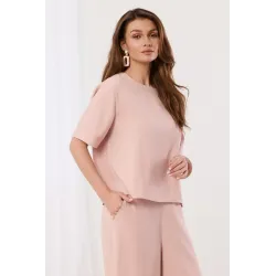 Komplet casualowy z luźną bluzką i spodniami palazzo