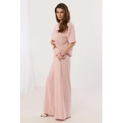 Komplet casualowy z luźną bluzką i spodniami palazzo