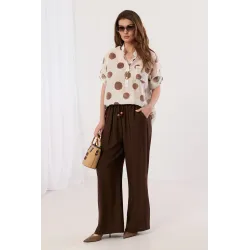 Spodnie typu palazzo z ozdobnym sznurkiem | Hurtownia odzieży damskiej online