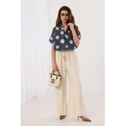Spodnie typu palazzo z ozdobnym sznurkiem | Hurtownia odzieży damskiej online