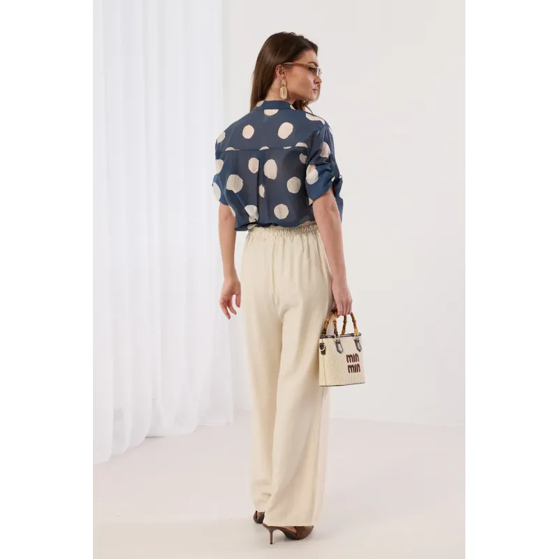 Spodnie typu palazzo z ozdobnym sznurkiem | Hurtownia odzieży damskiej online