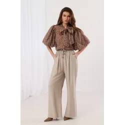 Spodnie typu palazzo z ozdobnym sznurkiem | Hurtownia odzieży damskiej online