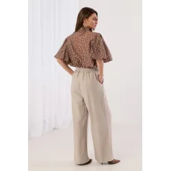 Spodnie typu palazzo z ozdobnym sznurkiem | Hurtownia odzieży damskiej online