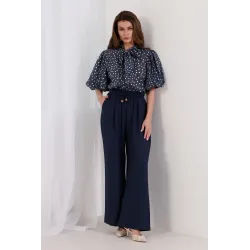 Spodnie typu palazzo z ozdobnym sznurkiem | Hurtownia odzieży damskiej online