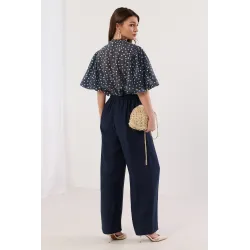 Spodnie typu palazzo z ozdobnym sznurkiem | Hurtownia odzieży damskiej online