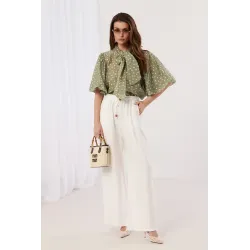 Spodnie typu palazzo z ozdobnym sznurkiem | Hurtownia odzieży damskiej online