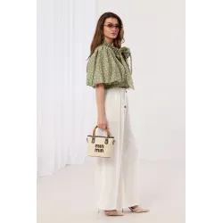 Spodnie typu palazzo z ozdobnym sznurkiem | Hurtownia odzieży damskiej online