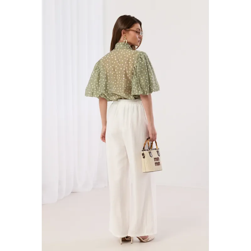 Spodnie typu palazzo z ozdobnym sznurkiem | Hurtownia odzieży damskiej online