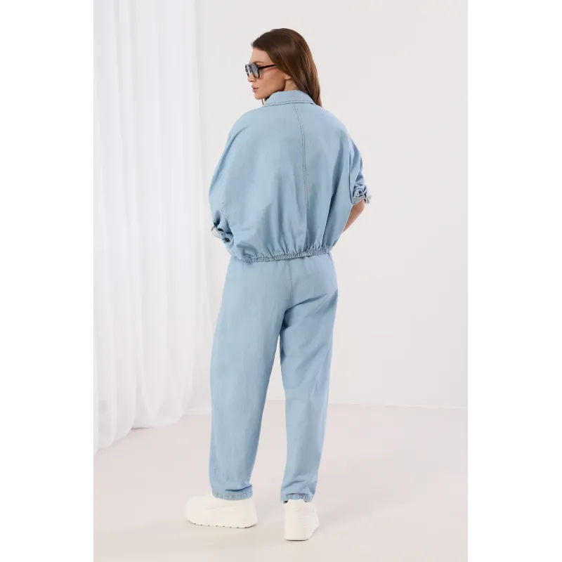 Komplet denimowy z koszulą i jeansami