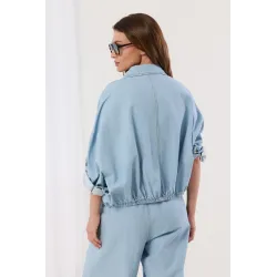 Komplet denimowy z koszulą i jeansami