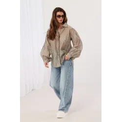 Koszula oversize z połyskującym haftem