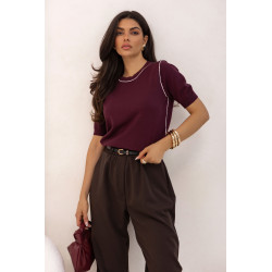 SWETER Z KONTRASTOWYM OBSZYCIEM