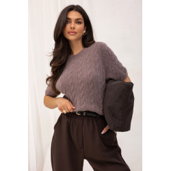 SWETER Z ALPAKI I WEŁNY O WARKOCZOWYM SPLOCIE