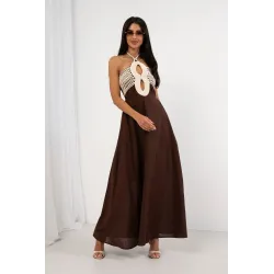 Sukienka maxi z plecioną górą i odkrytymi plecami