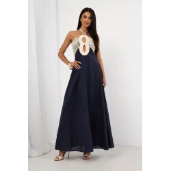 Sukienka maxi z plecioną górą i odkrytymi plecami