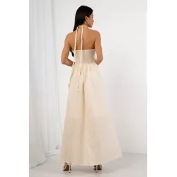 Sukienka maxi z plecioną górą i odkrytymi plecami