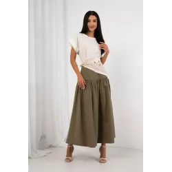 Rozkloszowana spódnica maxi z ozdobnym sznurkiem