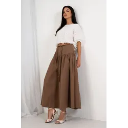 Rozkloszowana spódnica maxi z ozdobnym sznurkiem
