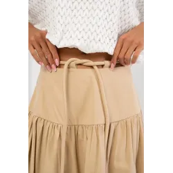 Rozkloszowana spódnica maxi z ozdobnym sznurkiem