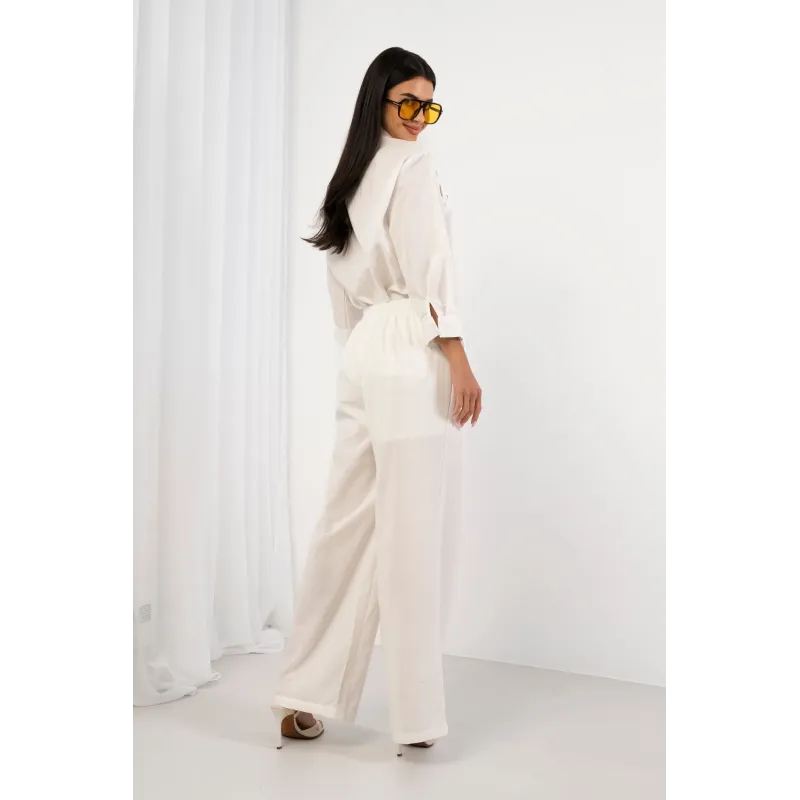 Lekkie spodnie wide leg z kieszeniami