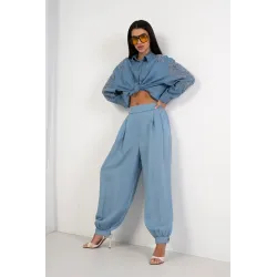 Spodnie z lejącej tkaniny typu alladynki