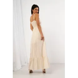 Sukienka maxi z plecionym gorsetem i wycięciem