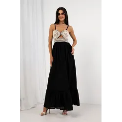 Sukienka maxi z plecionym gorsetem i wycięciem