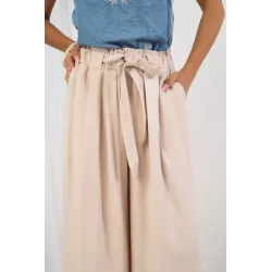 Spodnie palazzo 7/8 z ozdobnym wiązaniem