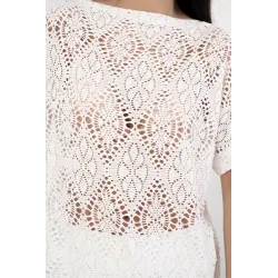 Bluzka z dzianiny ażurowej z krótkim rękawem