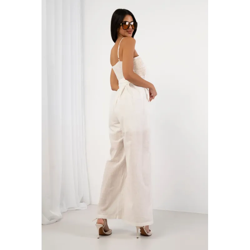 Kombinezon z szerokimi nogawkami i i ozdobnym haftem