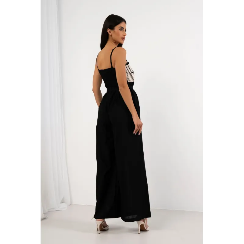 Kombinezon z szerokimi nogawkami i i ozdobnym haftem