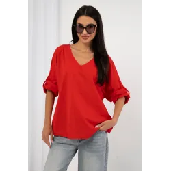 Bluzka oversize z ozdobną koronką na plecach