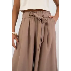 Spodnie palazzo 7/8 z ozdobnym wiązaniem