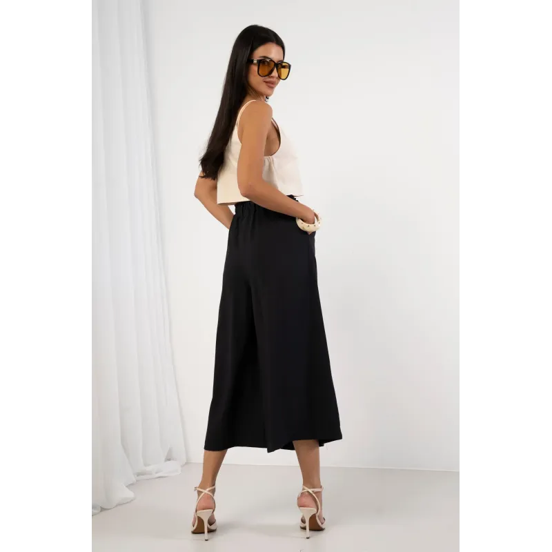 Spodnie palazzo 7/8 z ozdobnym wiązaniem