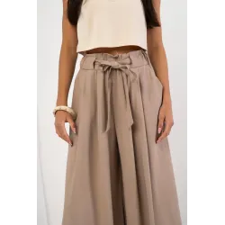 Spodnie palazzo 7/8 z ozdobnym wiązaniem