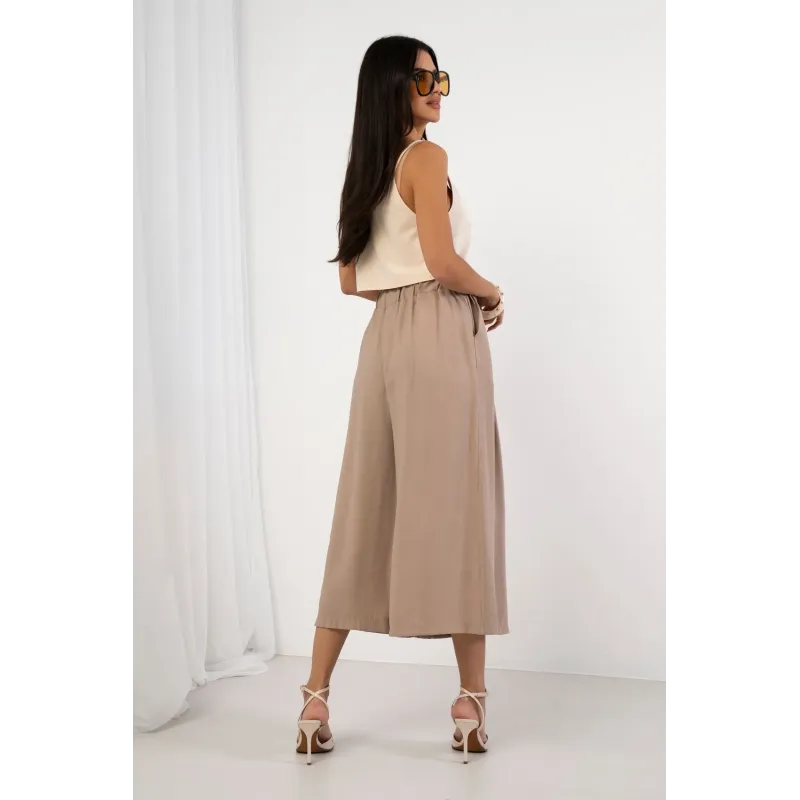 Spodnie palazzo 7/8 z ozdobnym wiązaniem