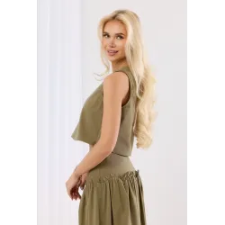 Komplet z krótkim topem i spódnicą maxi