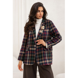MARYNARKA W KOLOROWĄ KRATĘ Z BROSZKAMI